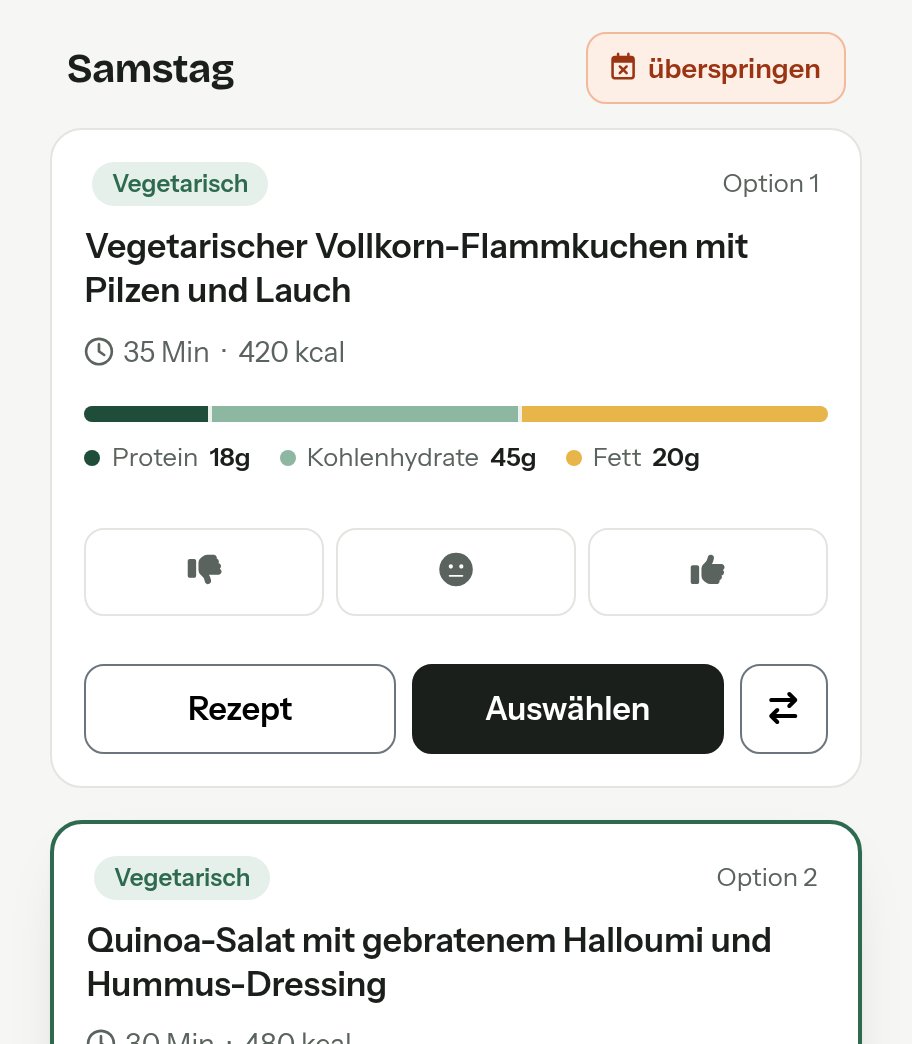 MealMind App-Oberfläche